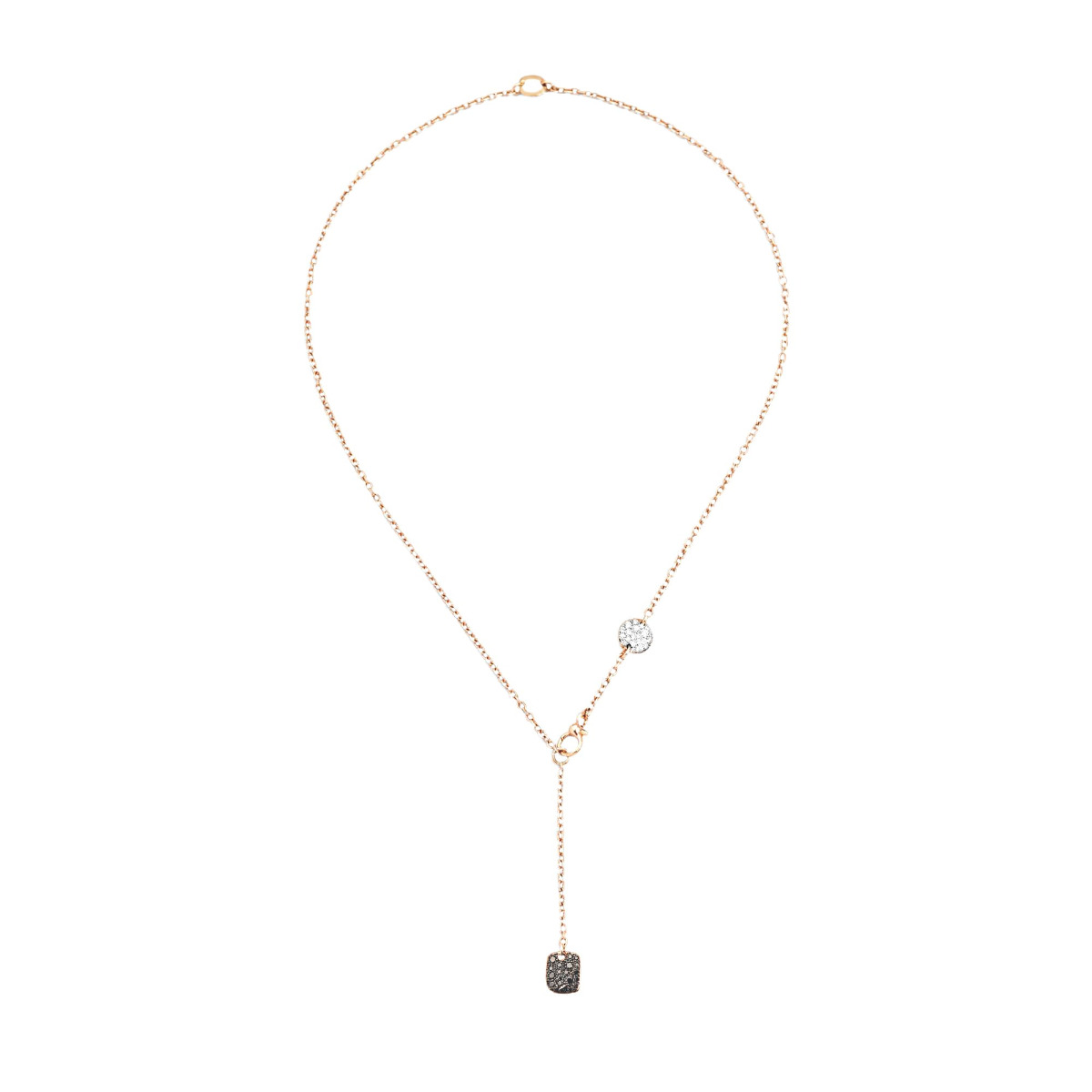 Pomellato Sabbia 18k Rose Gold with Black and White Diamond Lariat Necklace