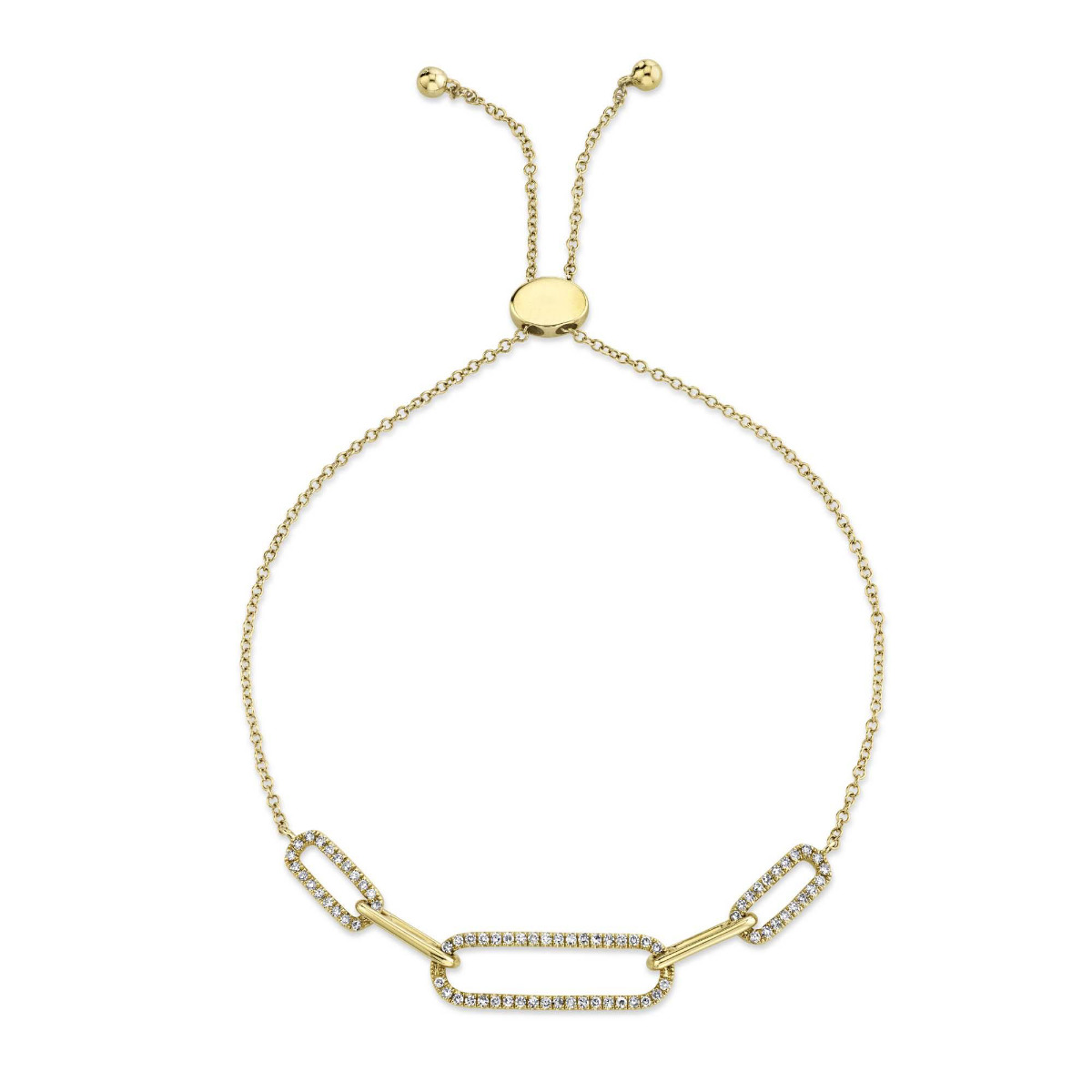 London Collection 14k Yellow Gold Diamond Link Bolo Bracelet
