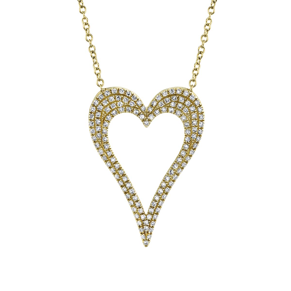 London Collection 14k Gold Diamond Medium Open Heart Necklace