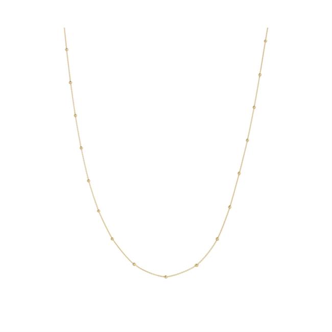 London Collection 14k Yellow Gold 2mm Bead Station Necklace 18"