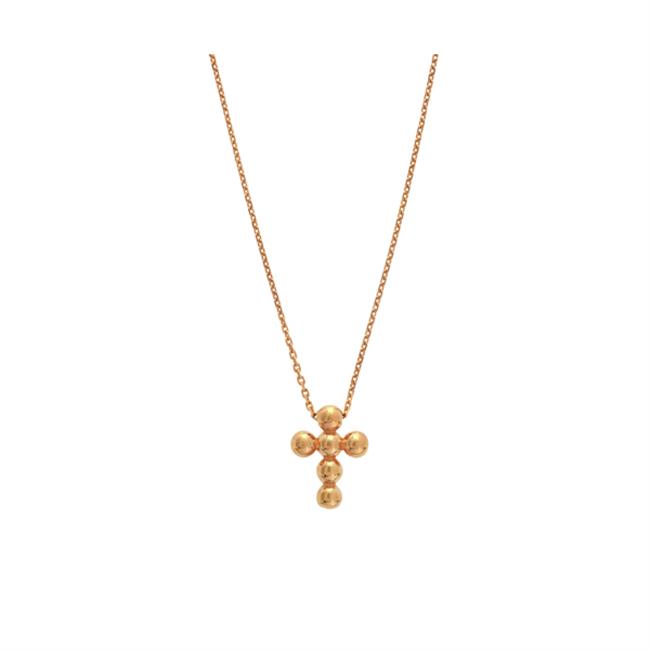 London Collection 14k Rose Gold Beaded Cross Pendant Necklace