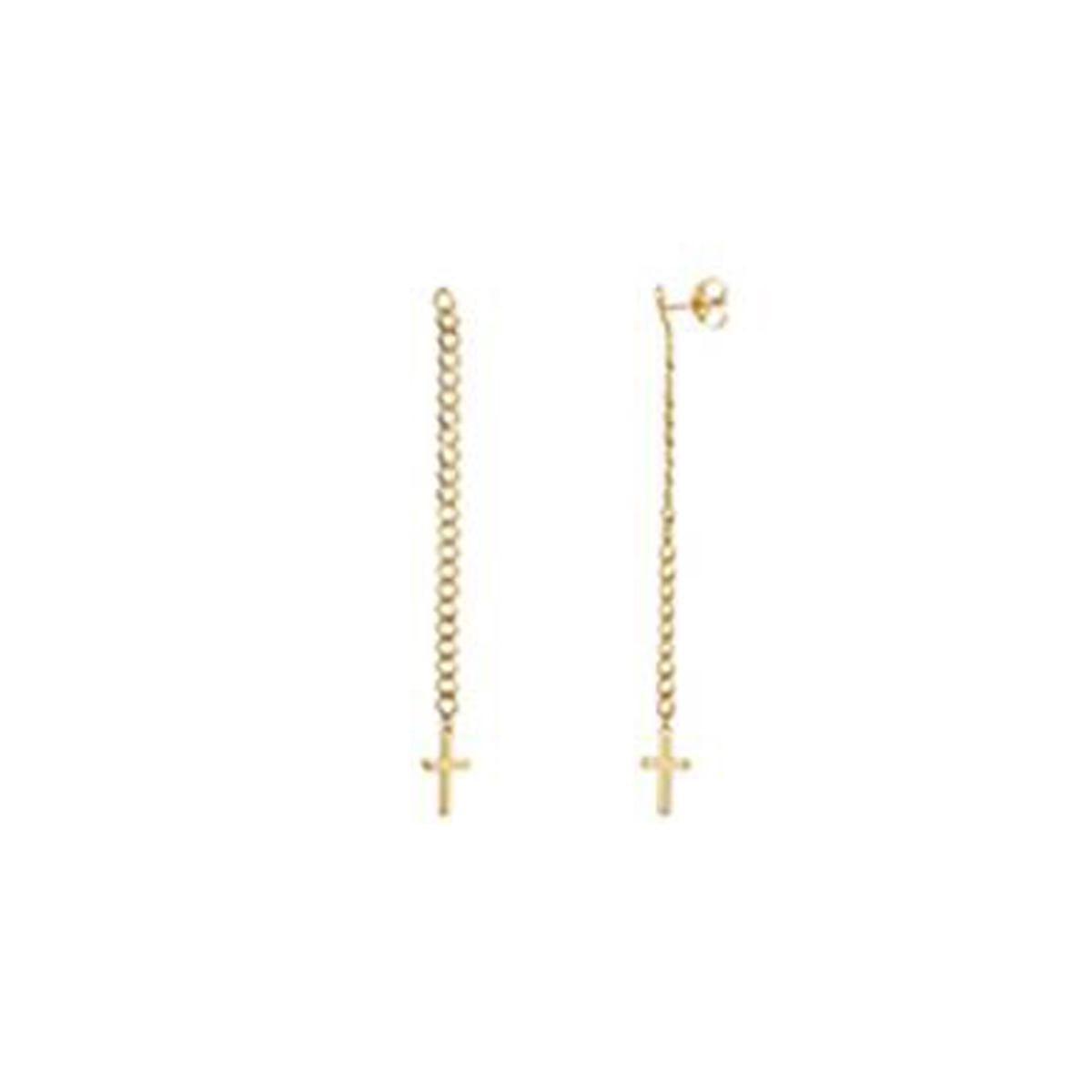 London Collection 14k Yellow Gold Dangle Cross Earrings