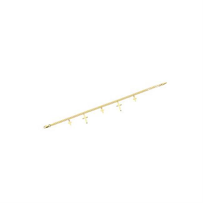 London Collection 14k Yellow Gold Dangle Cross Bracelet