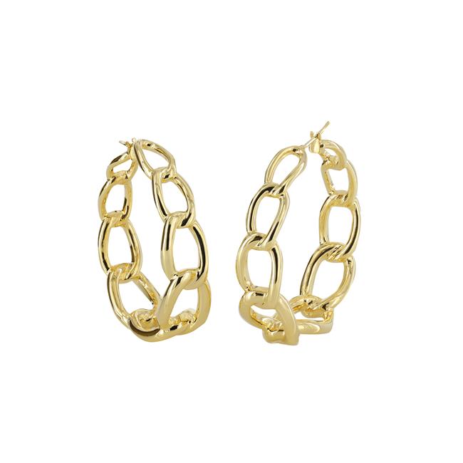 London Collection 18k Yellow Gold Round Link Hoop Earrings