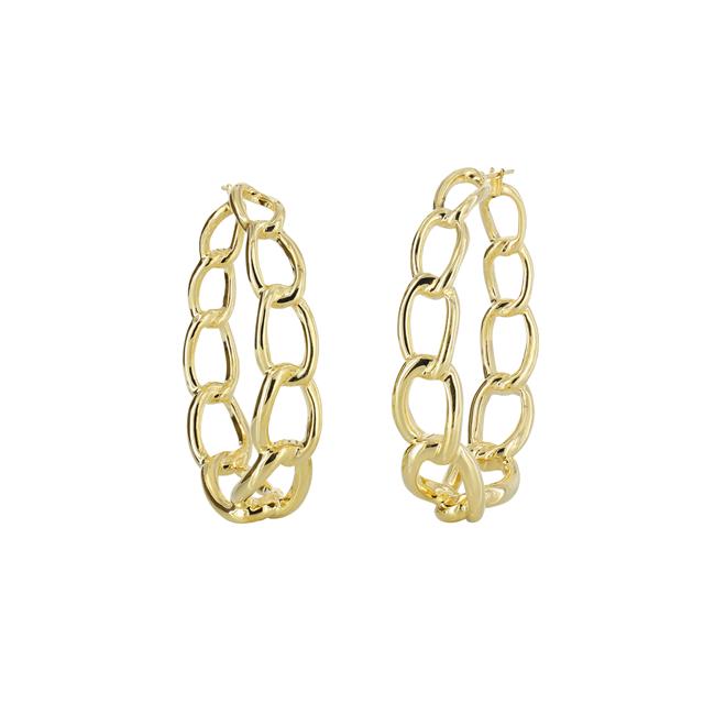 London Collection 18k Yellow Gold Oval Link Hoop Earrings