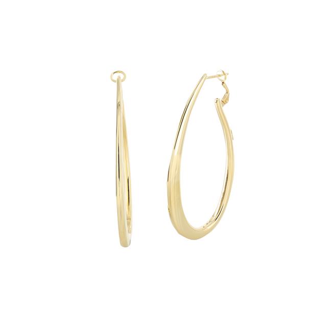 London Collection 14k Yellow Gold Graduated Oval Hoop Earrings