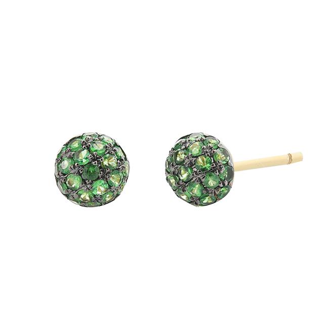London Collection 18k Yellow Gold Green Garnet Stud Earrings