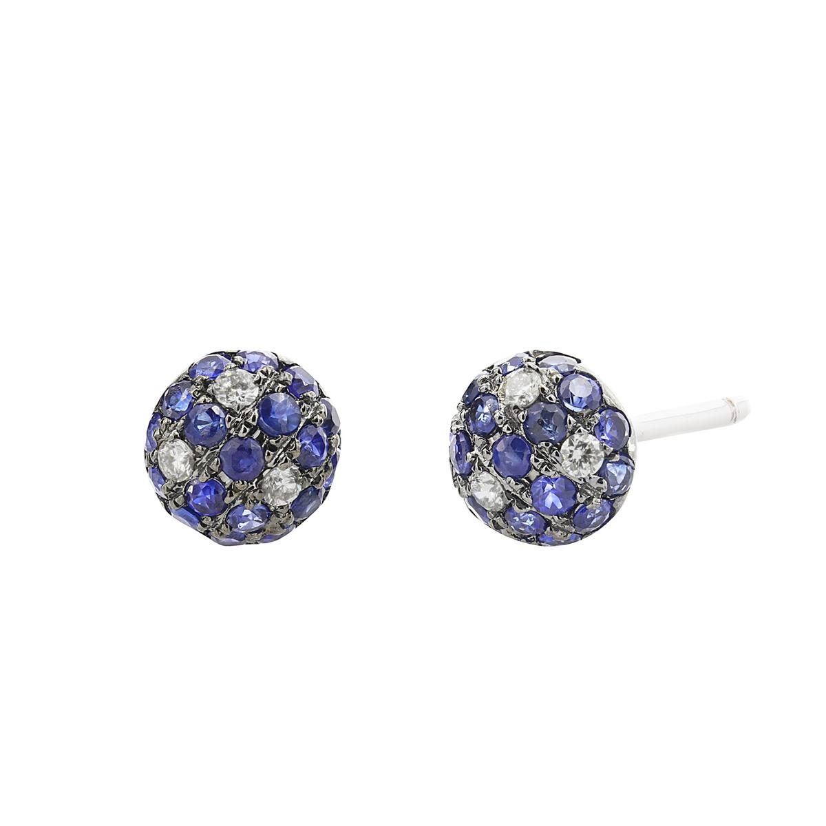 London Collection 18k Blue Sapphire and Diamond Ball Earrings