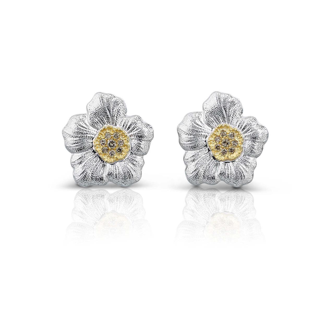 Buccellati Blossoms Sterling Silver & Vermeil Diamond Large Stud Earrings