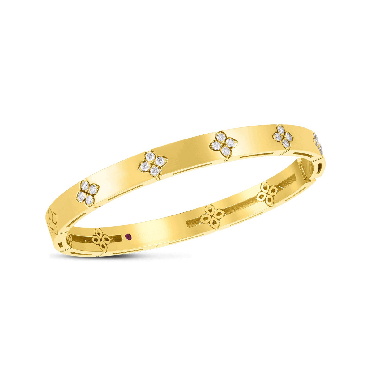 Roberto Coin Love in Verona 18k Yellow Gold Pave Diamond Accent Bangle