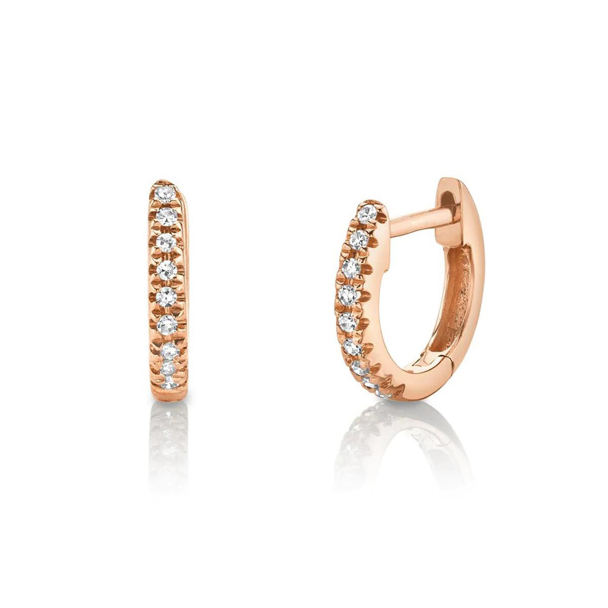London Collection Rose Gold Mini Diamond Huggie Earrings