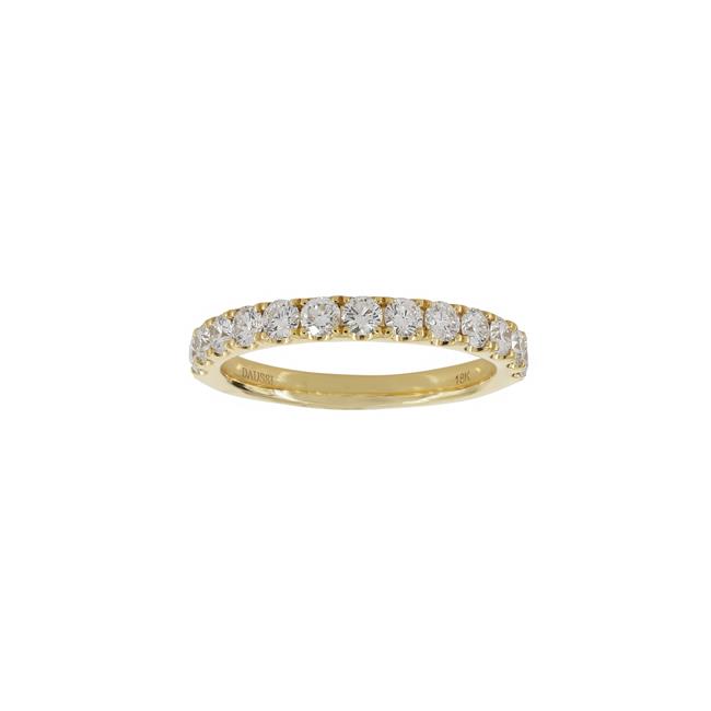 Henri Daussi 14k Yellow Gold Diamond Halfway Band