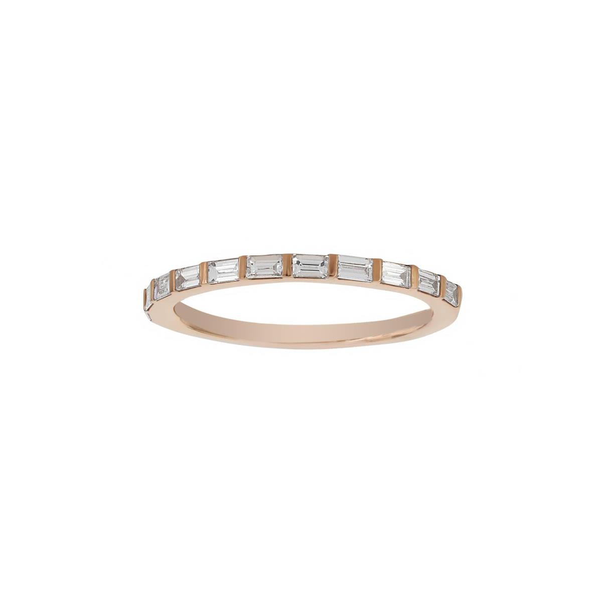 Henri Daussi Rose Gold Baguette Diamond Bar Band