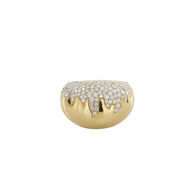 London Collection Yellow Gold Pave Diamond Dome Ring