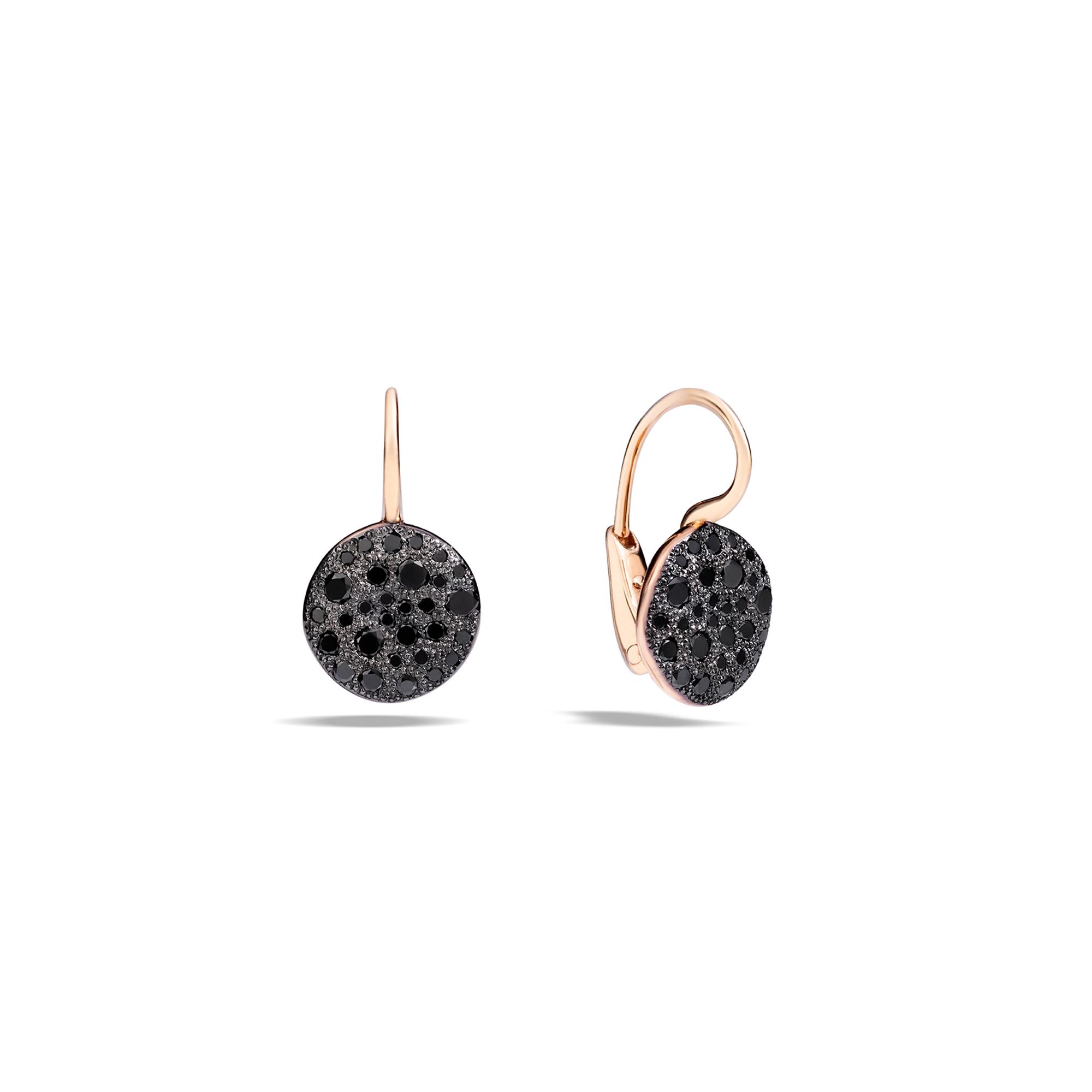Pomellato Sabia 18k Rose Gold Black Diamond Drop Earrings