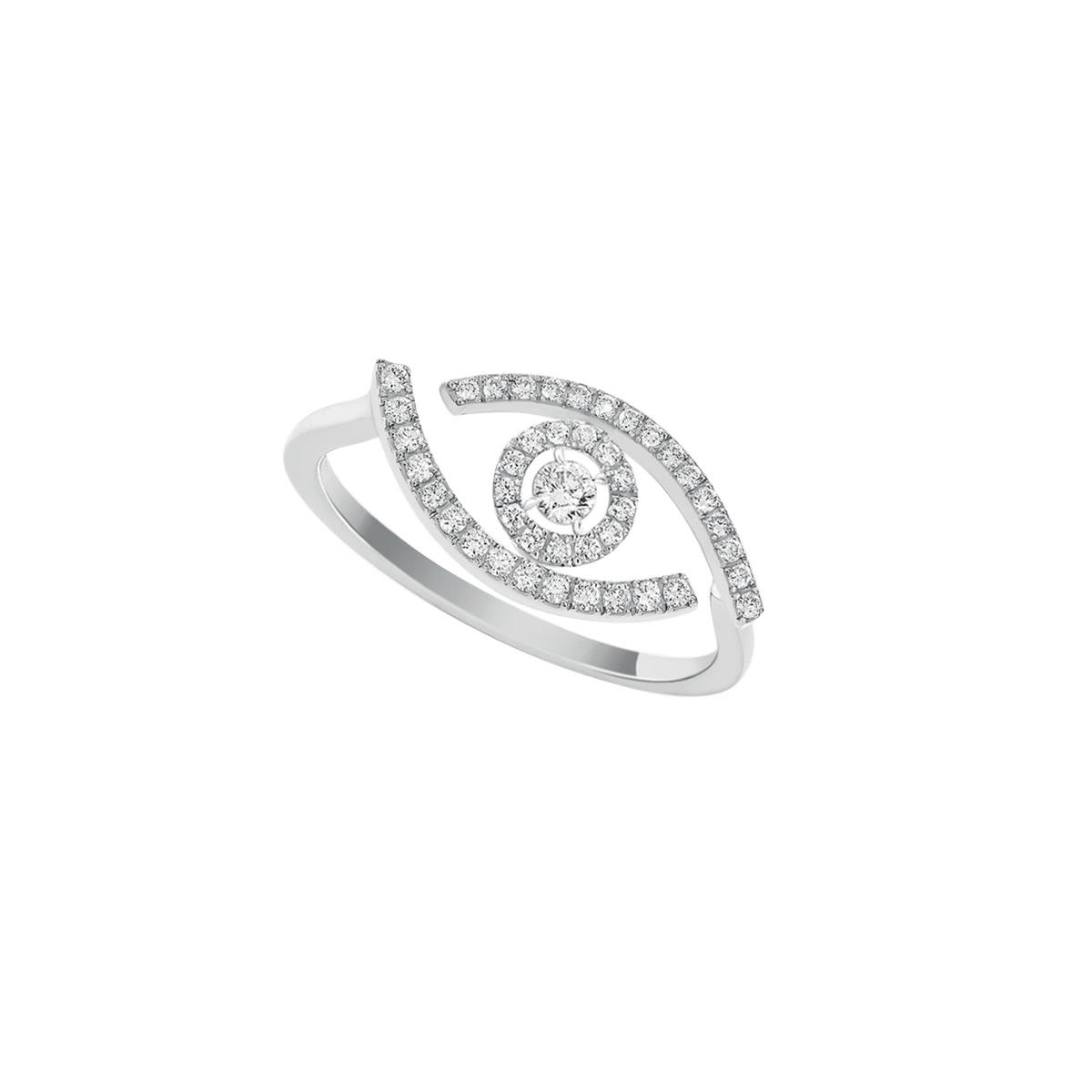 Messika 18k White Gold Lucky Eye Pave Diamond Ring