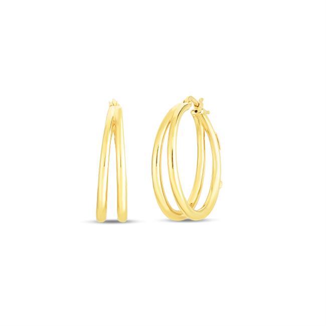 Roberto Coin 18k Yellow Gold Graduated Thin Double Hoop Earrings