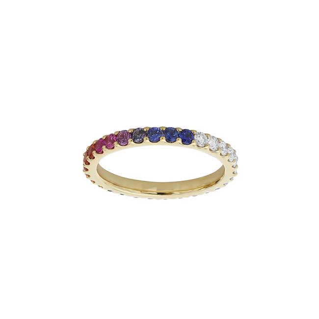 London Collection 18k Yellow Gold Diamond And Mixed Sapphire Ring