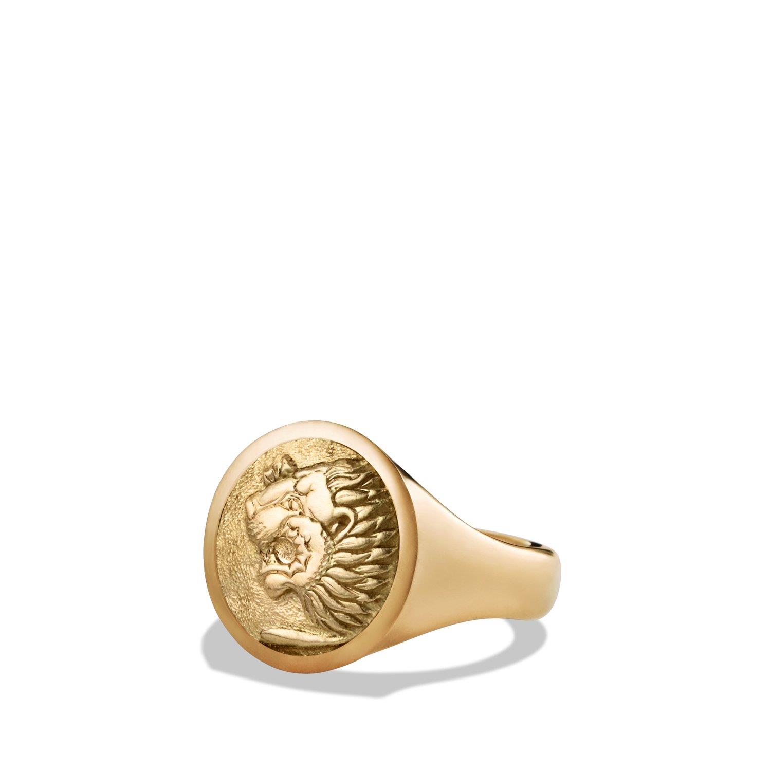 David Yurman Petrvs Lion Signet Ring in Gold