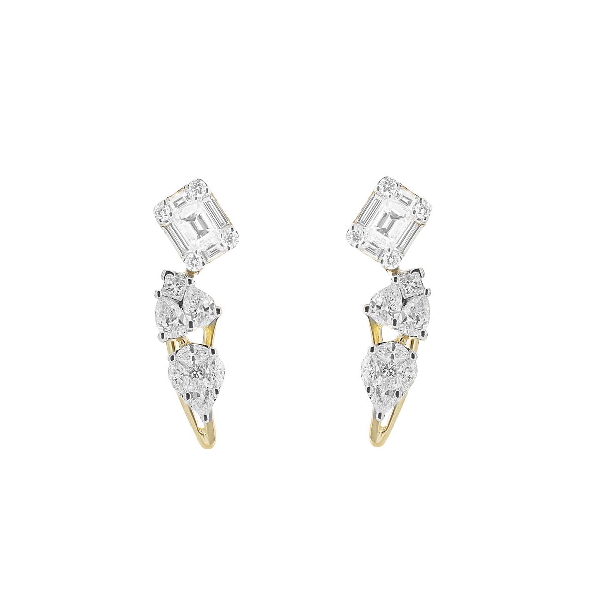 London Collection 18k Yellow Gold Diamond Cluster Ear Crawlers