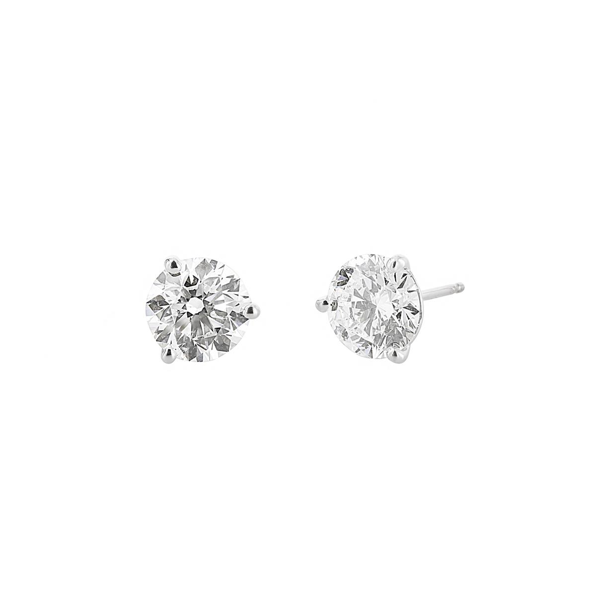 London Collection 18k White Gold 3 Prong 3.00ct Diamond Studs