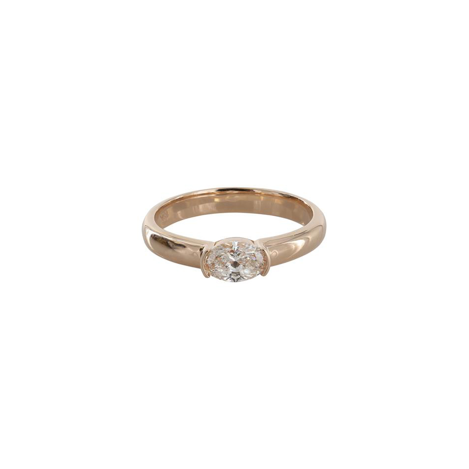 London Collection 18k Rose Gold East West Oval Diamond Ring
