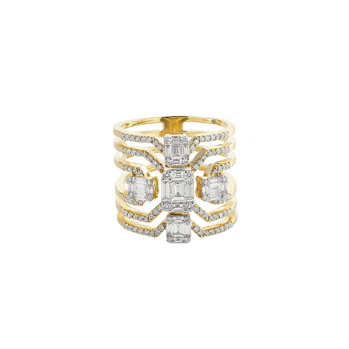 London Collection Yellow Gold Multi Row Diamond Ring