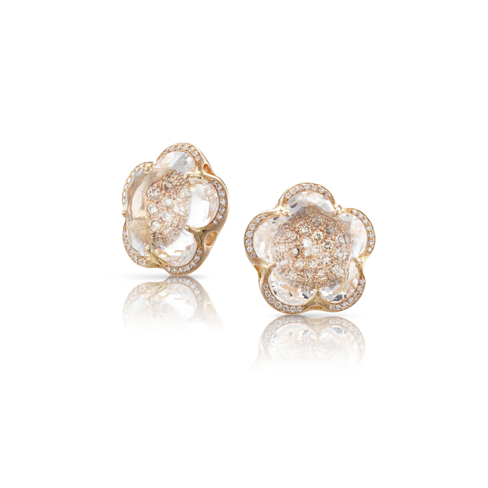 Pasquale Bruni Bon Ton Rock Crystal Diamond Flower Earrings
