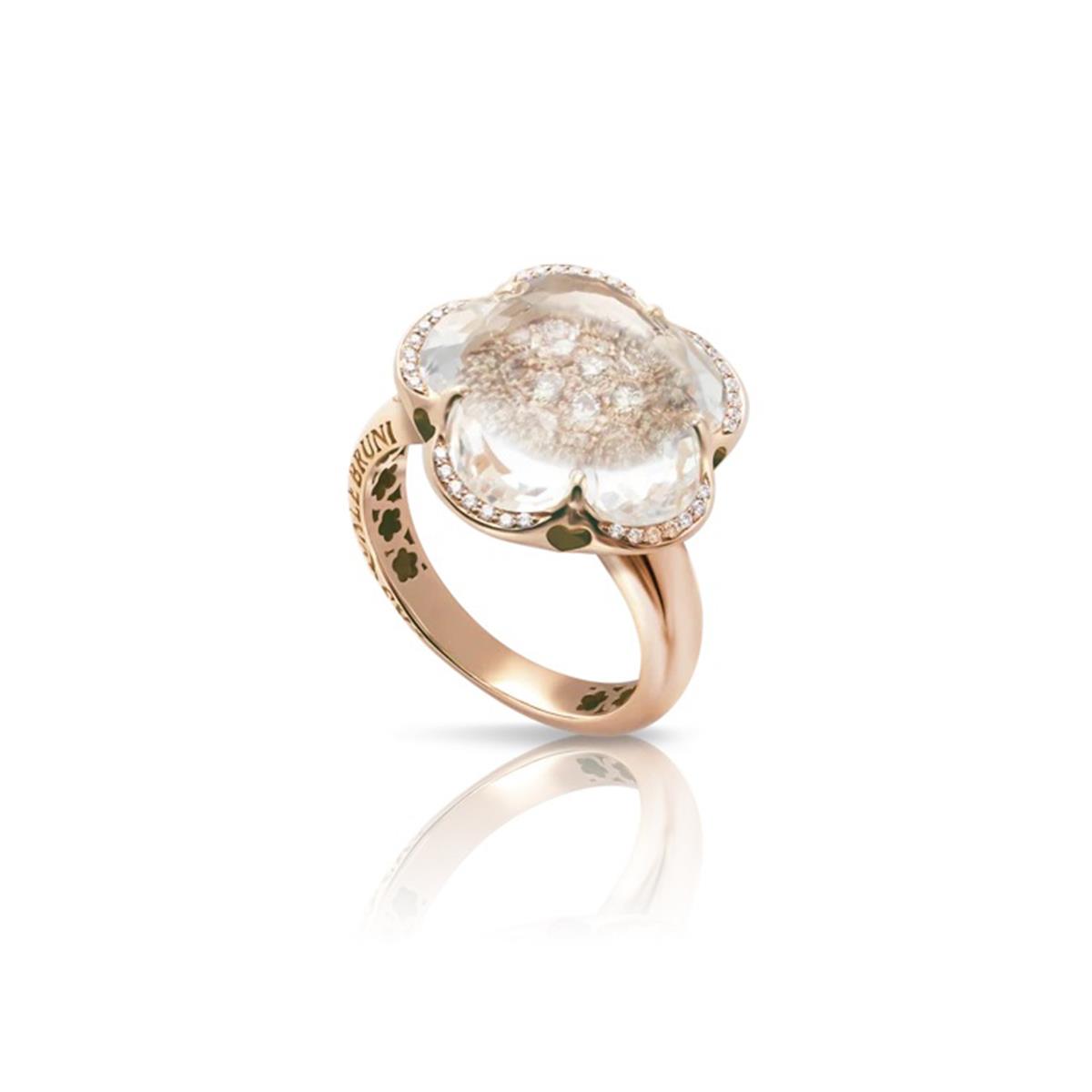 Pasquale Bruni Bon Ton 18k Rose Gold Diamond & Rock Crystal Ring