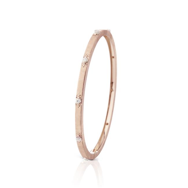Buccellati Marci Classica 18k Rose and White Gold Diamond Bangle Bracelet
