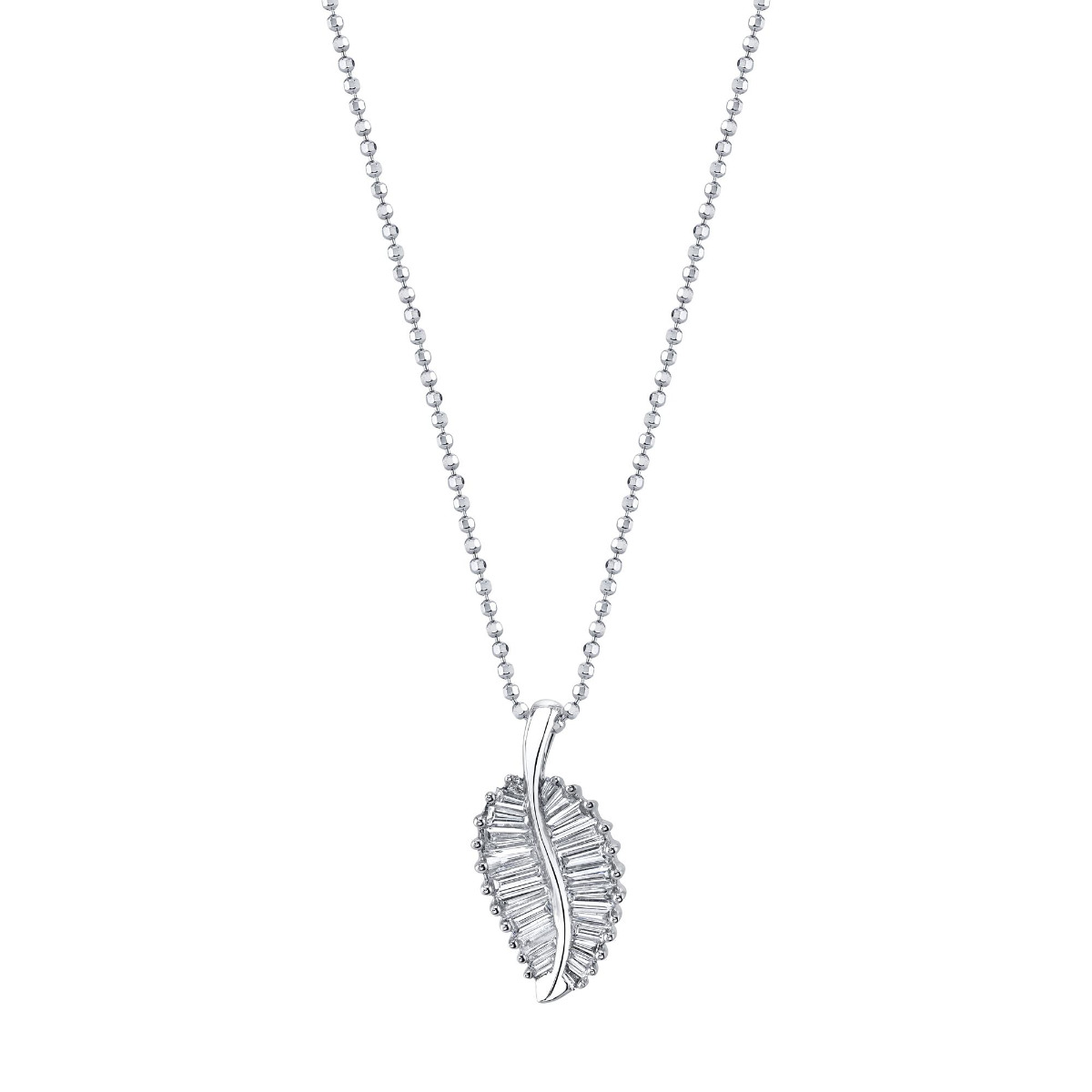 Anita Ko 18k Gold Baguette Diamond Leaf Necklace