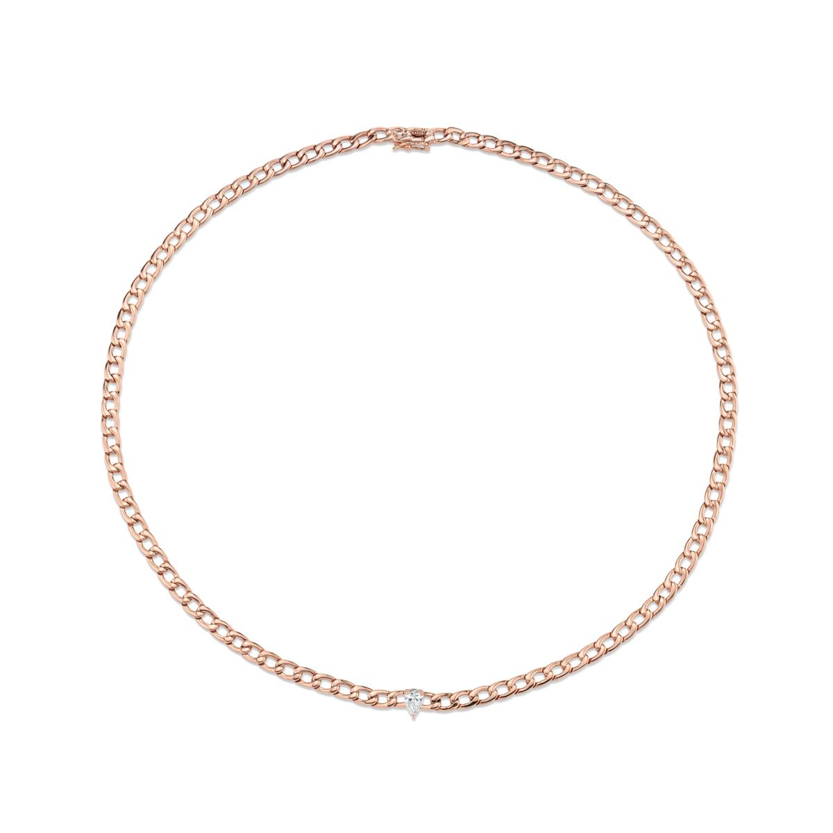 Anita Ko 18k Rose Gold Pear Shaped Diamond Chain Link Choker Necklace