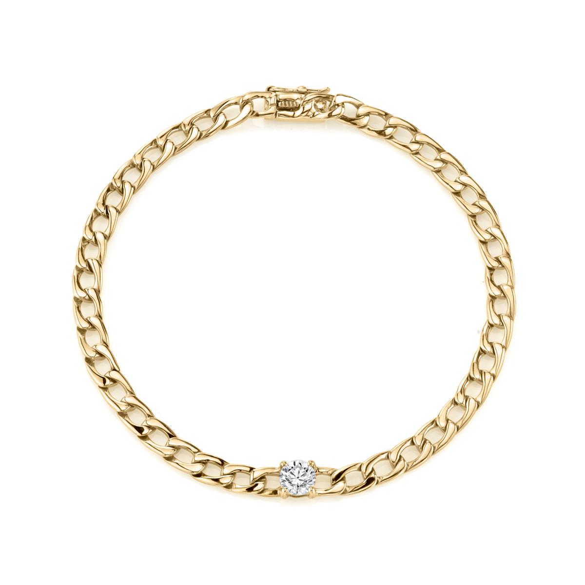 Anita Ko 18k Yellow Gold and Round Shaped Diamond Cuban Link Bracelet