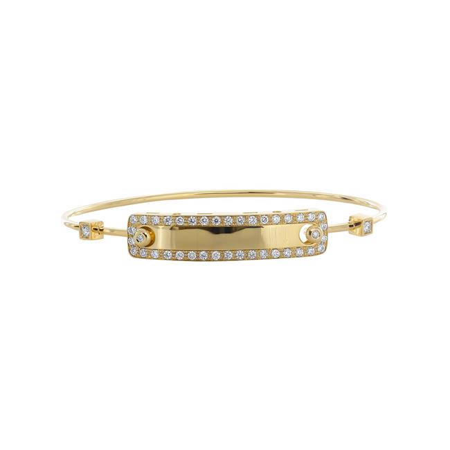 London Collection 18k Yellow Gold Diamond ID Bar Bangle Bracelet