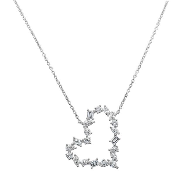 London Collection 18k Gold Mixed Shape Diamond Cut Out Heart Necklace