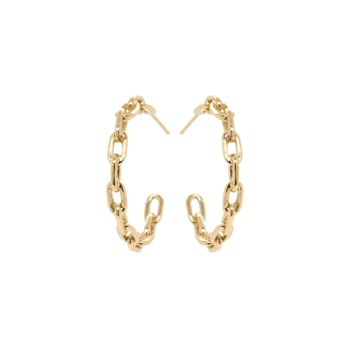 Zoe Chicco 14k Yellow Gold Large Square Oval Link Hoop Earrings