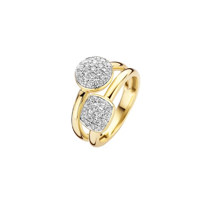 London Collection 18k Yellow and White Gold Two Station Diamond Stack Ring
