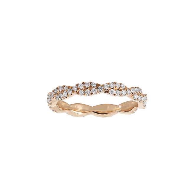 Henri Daussi 14k Rose Gold Delicate Twist Eternity Band
