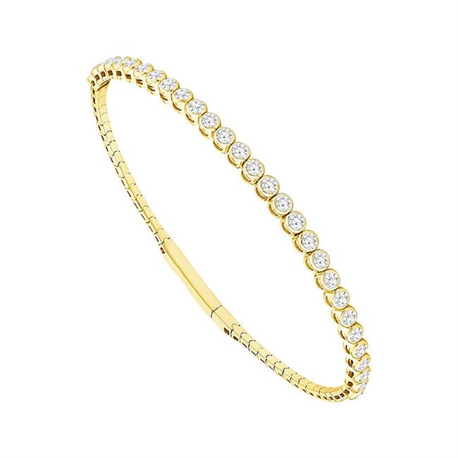 Flexie by London 14k Yellow Gold and Titanium Diamond Bangle Bracelet
