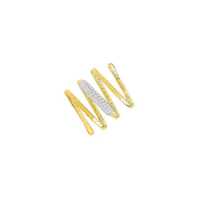 Flexie by London 14k Yellow Gold and Titanium Diamond Bar Wrap Ring
