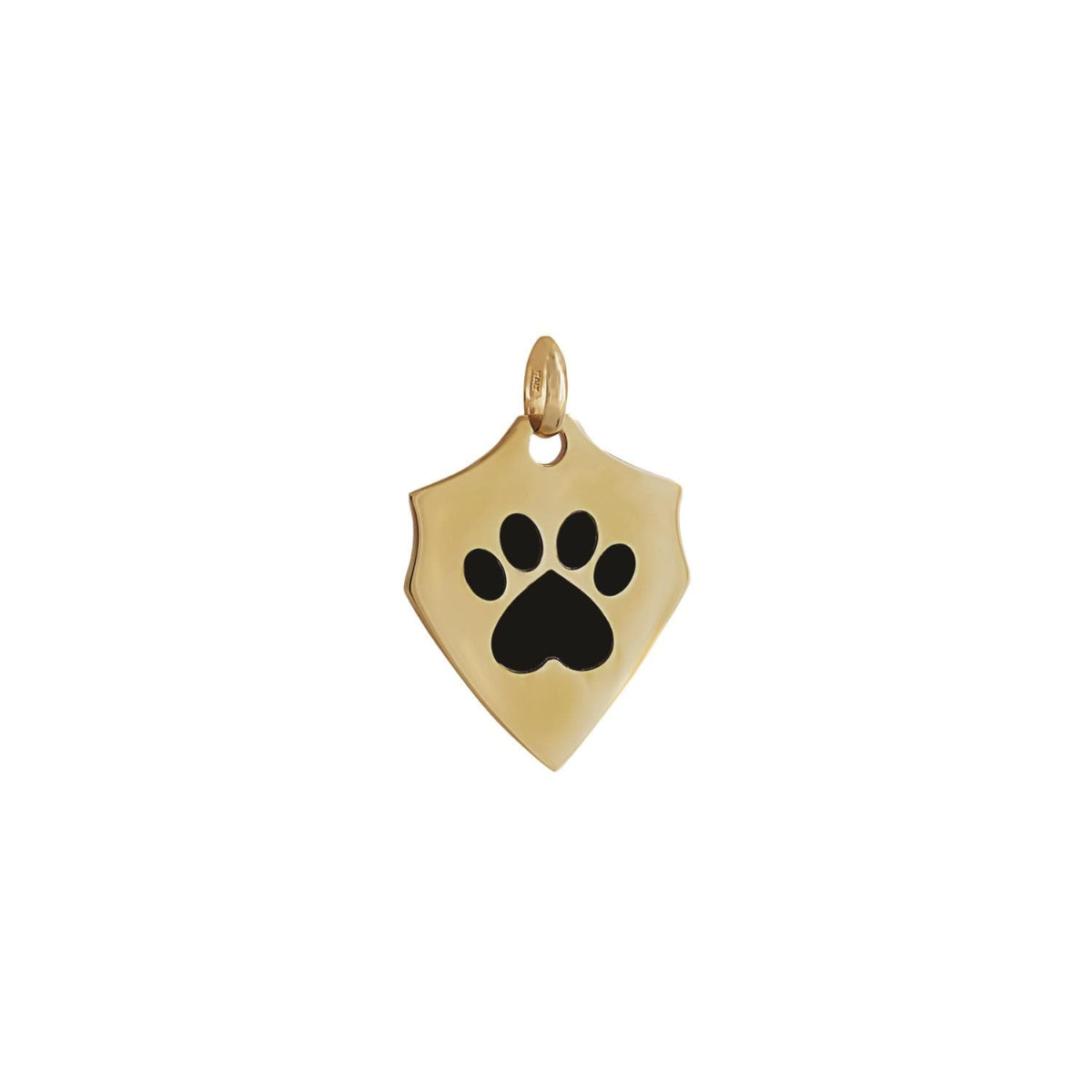 Our Cause for Paws 14k Yellow Gold Shield with Black Onyx Inlay Paw Charm