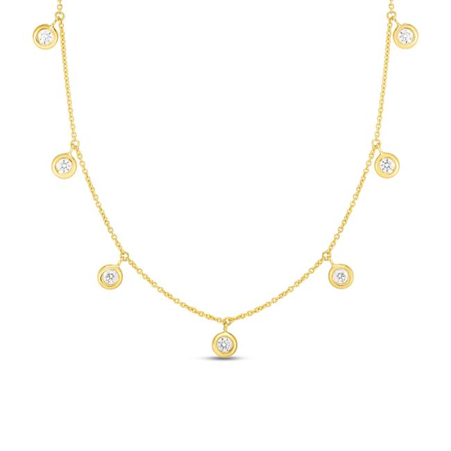 Roberto Coin 18k Gold Diamonds By The Inch Seven Station Dangle Necklace