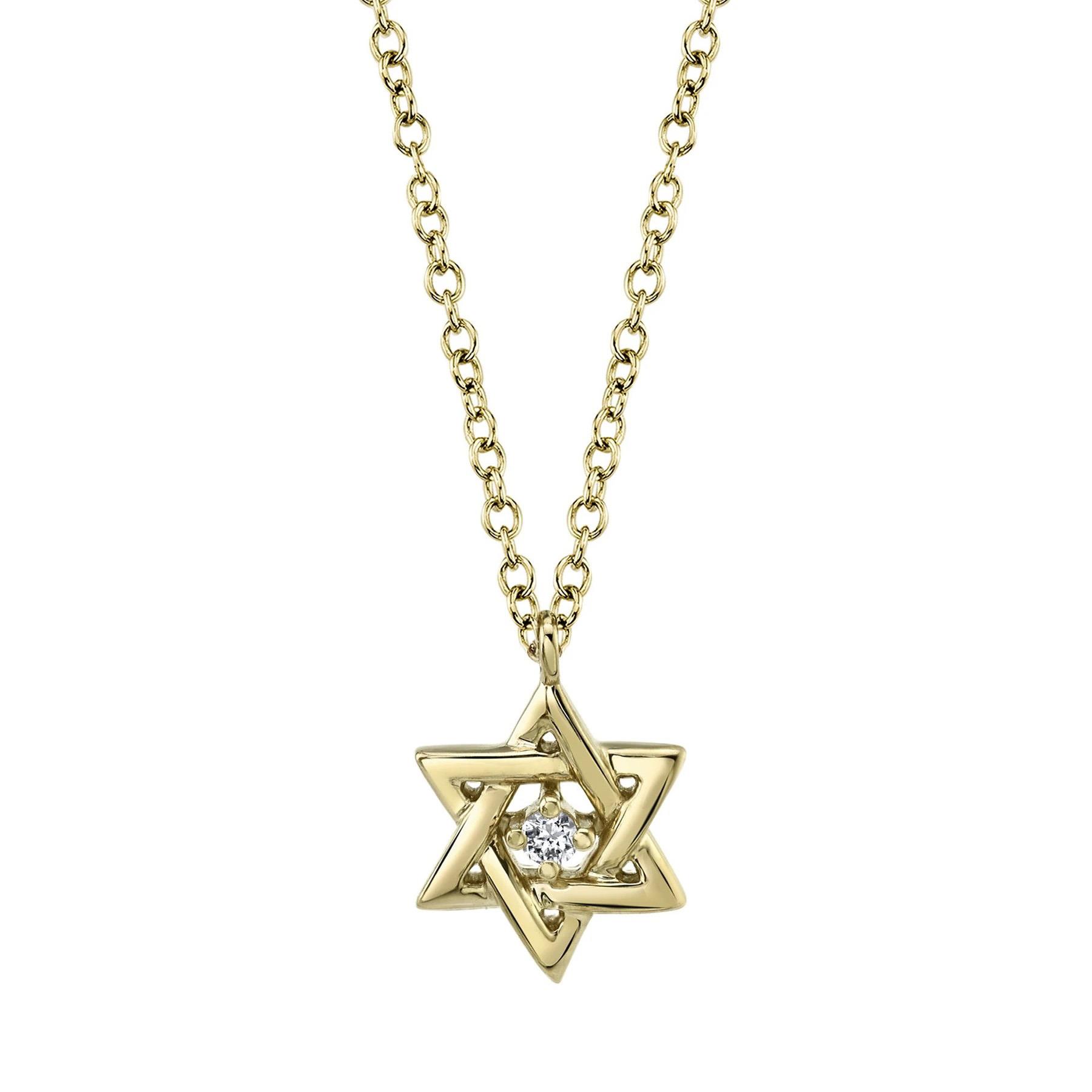 London Collection Yellow Gold Diamond Star of David Pendant Necklace