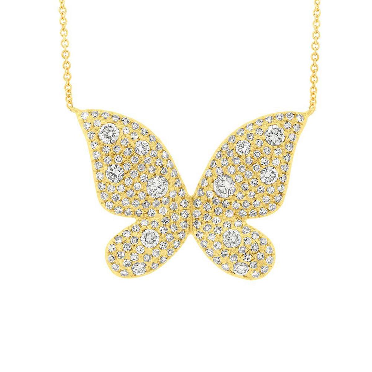 London Collection 14k Yellow Gold and Diamond Butterfly Pendant Necklace