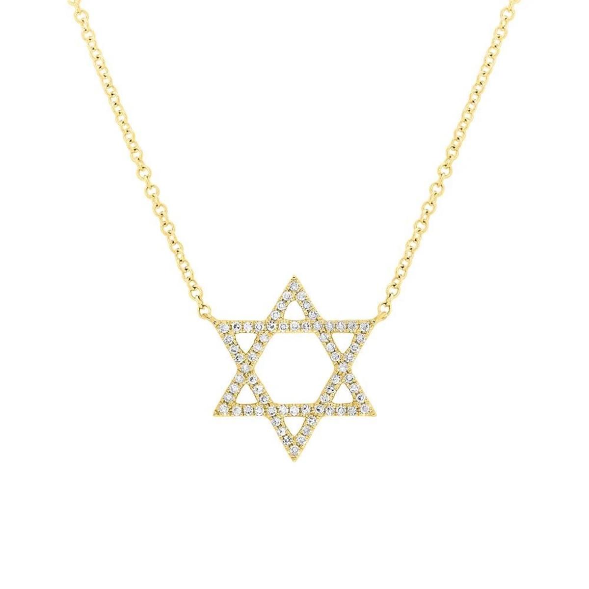 London Collection 14k Yellow Gold and Diamond Star of David Necklace