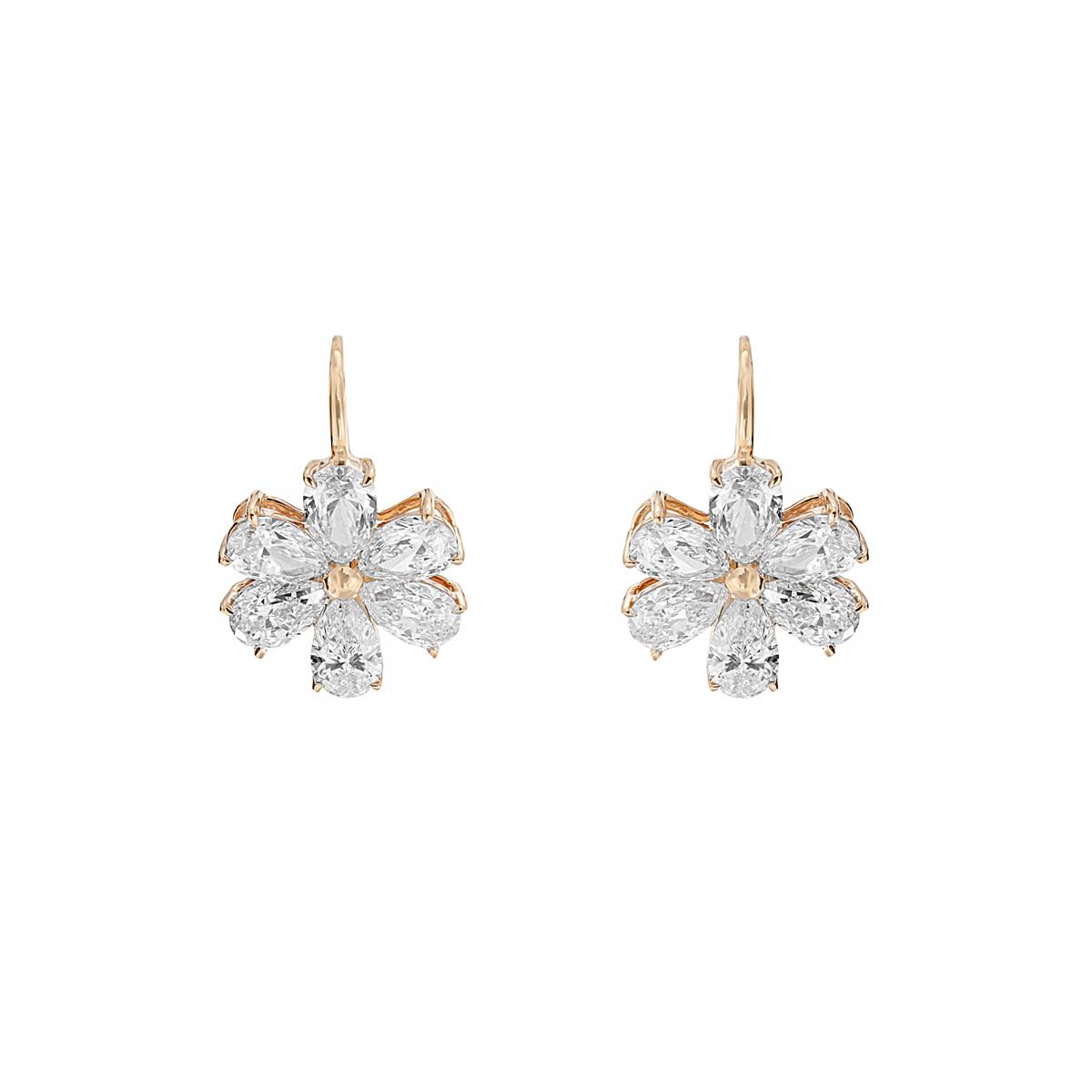 London Collection Rose Gold Diamond Flower Earrings