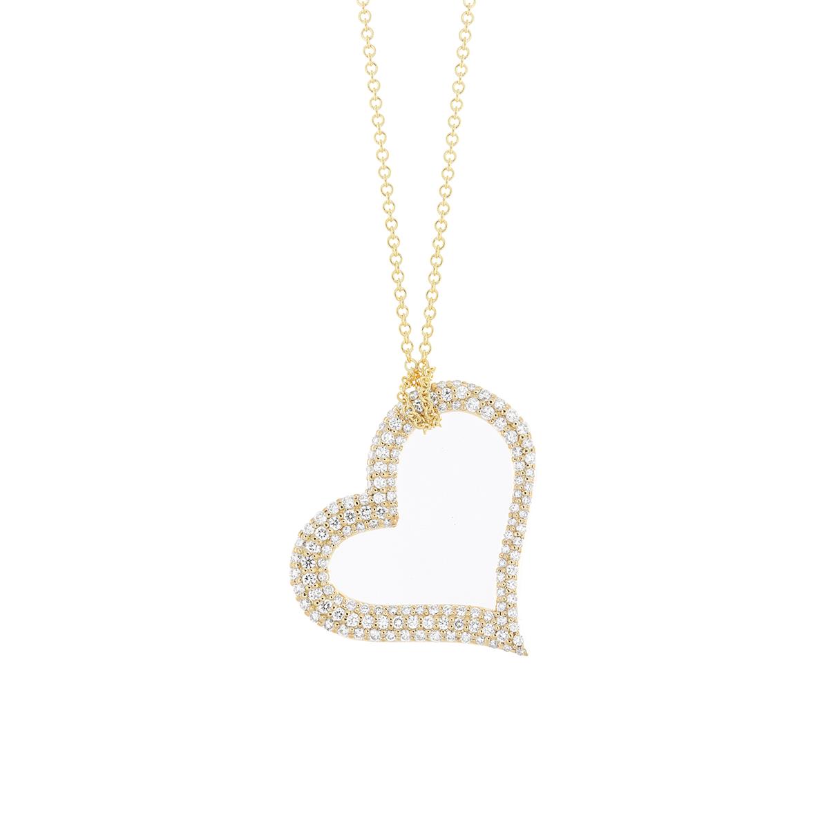 London Collection 18k Gold Pave Diamond Heart Pendant Necklace 20"
