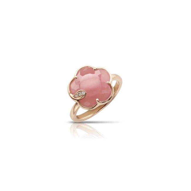 Pasquale Bruni Petit Joli 18k Rose Gold Diamond Pink Chalcedony Ring