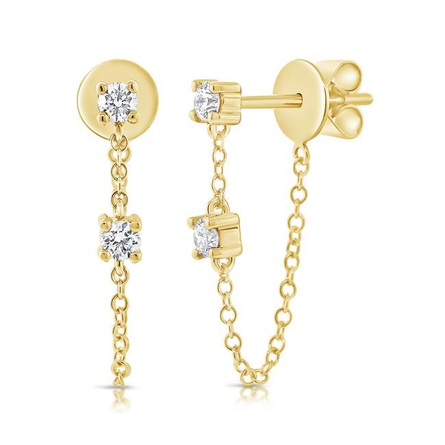 London Collection Double Diamond Chain Earrings