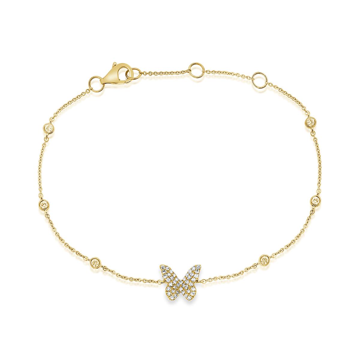 London Collection 14k Yellow Gold Diamond Butterfly Station Bracelet